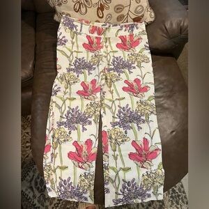The Loft, Floral Crop Pants, Size 10